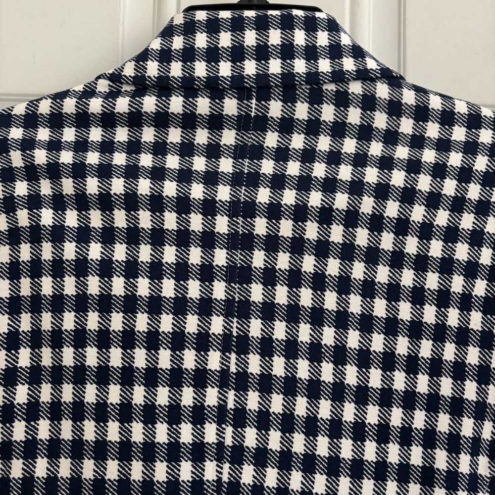 Chico’s Navy/White Gingham Checkered Knit Jacket, Size XL/16 - Picture 9 of 12